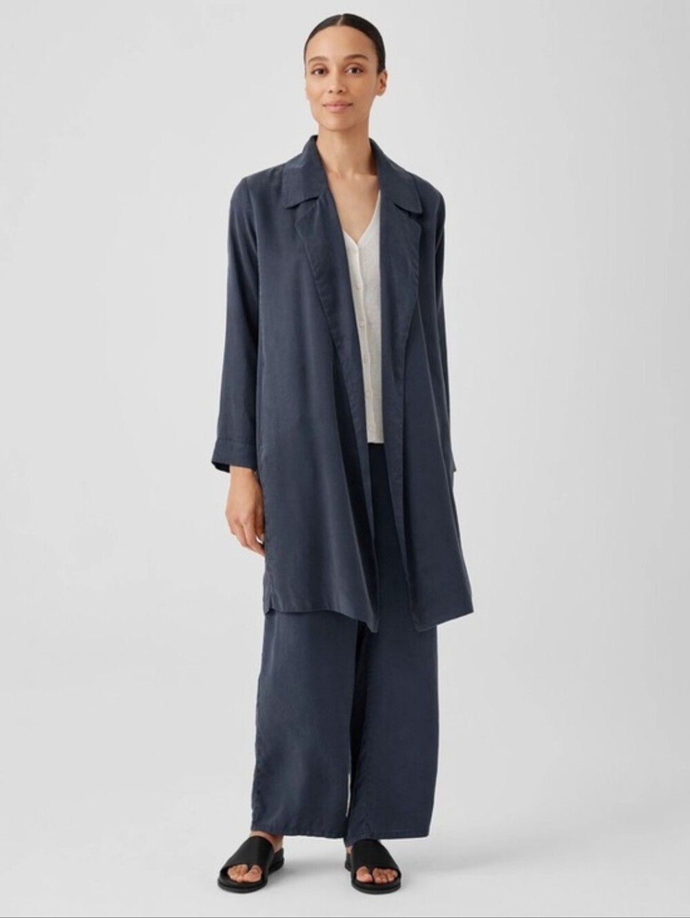 Retail $555 Eileen Fisher Sandwashed Twill Trench Coat
